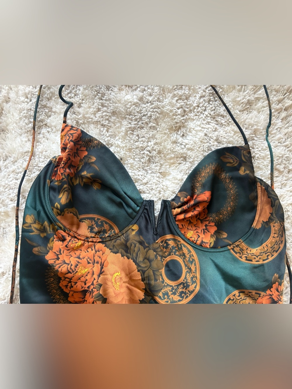 12th Tribe Alexandria Teal Floral Slip Dress Size L NWOT - Picture 9 of 11